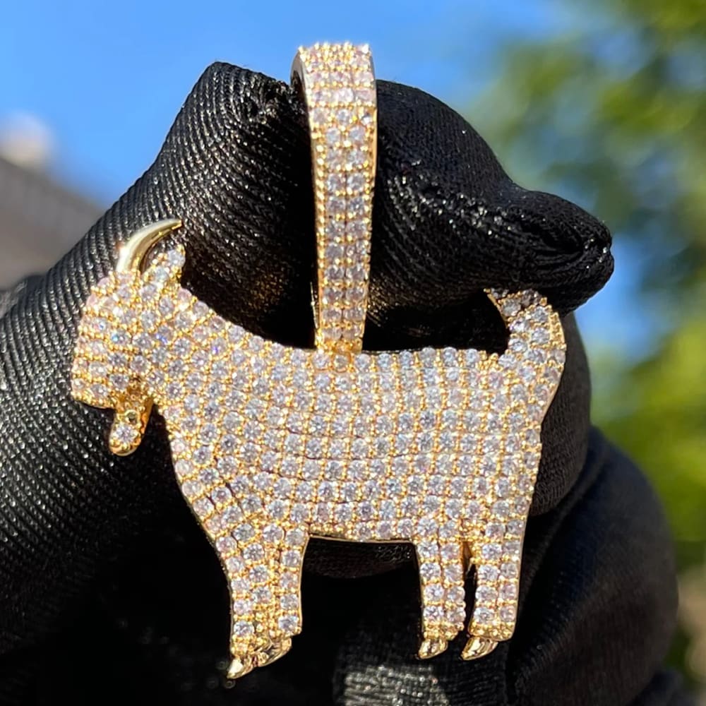 Iced Out Goat Pendant With Tennis Chain Necklace for Men